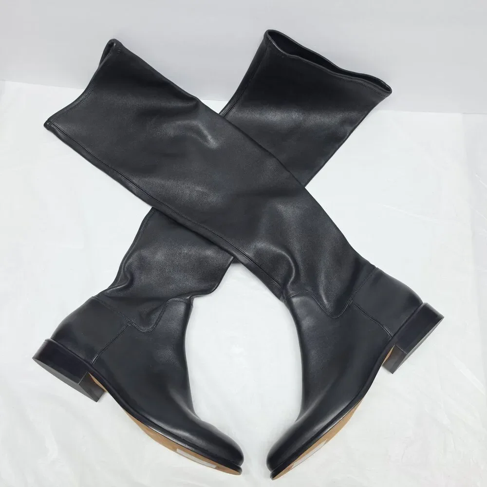 NEW Vince Cody Women's Over The Knee Black Leather Tall Boots Womens 9.5 Stretch